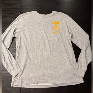 Nike Gray Long Sleeve Crewneck with Tennessee 'T' and Swoosh
